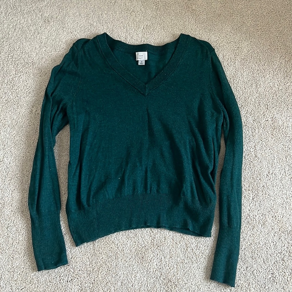 Wild Fable Forest Green V-Neck Sweater